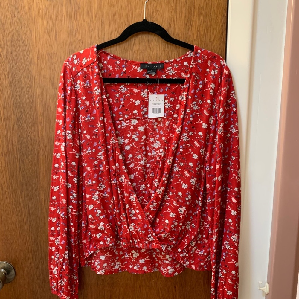 Sanctuary red floral top size large
